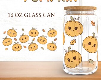 Pumpkin Wrap SVG - Fall 16oz Libbey Glass Can Design (Digital Download)