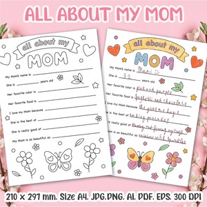 Mother&#39;s Day Printable | All About Mom | All About My Mom Printable | Mothers Day Gift | Mothers Day Preschool | Instant Download