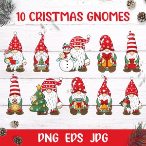 Gnom Clipart | Gartenzwerg Weihnachten PNG Bundle | Niedliche Gnom Illustrationen zum Basteln, Scrapbooking und Dekorieren | Weihnachtswichtel PNG