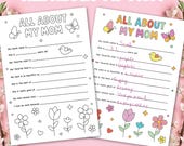 Mother's Day PRINTABLE Coloring Page | Mother's Day Gift | All About My Mom Printable | Instant Download | Kids Gift for Mom | Preschool