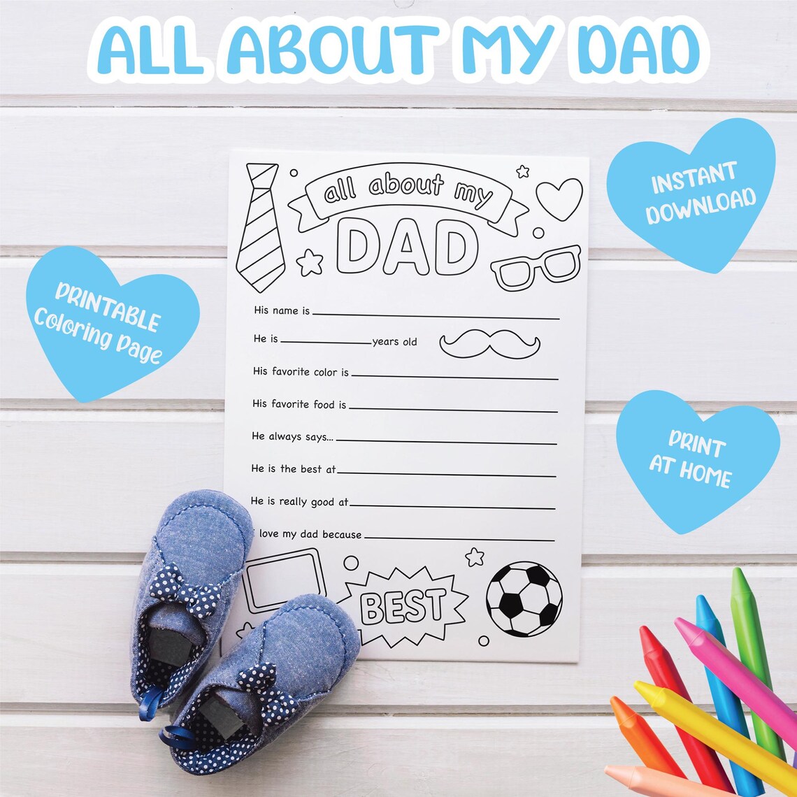 Fathers Day PRINTABLE Coloring Page | Father's Day Gift | All About My ...