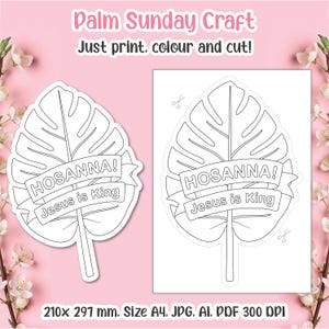 Palm Sunday Coloring Page - Christian Easter Printable for Kids, Sunday School Activity, Bible Coloring Sheet, Hosanna Coloring