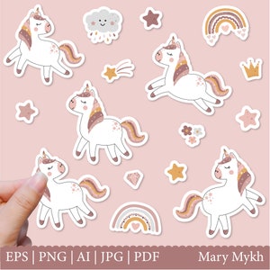 Unicorn Sticker Pack | Rainbow Sticker PNG | Cute Magical Stickers for Journals, Laptops, and Crafts