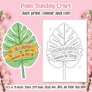 Palm Sunday Coloring Page - Christian Easter Printable for Kids, Sunday School Activity, Bible Coloring Sheet, Hosanna Coloring