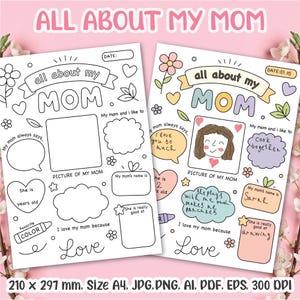 All About Mom | Mothers Day Gift | All About My Mom Printable | Kids Gift for Mom | Mothers Day Questionnaire Preschool  | Instant Download