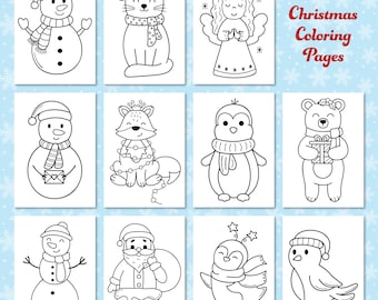 Christmas Coloring Pages for Kids, Holiday Activity (PDF)