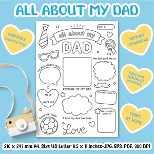 Alles over mijn vader | Vaderdagcadeau | Alles over papa afdrukbaar | Kindercadeau voor papa | Vaderdagvragenlijst Kleuterschool | Direct downloaden