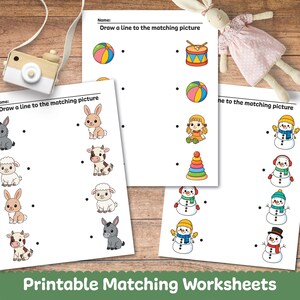 Gioco di abbinamento stampabile, schede di attività per la scuola materna (PDF)