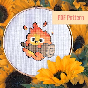 Calcifer Fire Demon Cross Stitch Pattern / Anime Cross Stitch / Ghibli / Howls Moving Castle / Japan Cross Stitch / Cute Cross Stitch / PDF