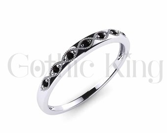 0.20 Ct Round Black Diamond Half Eternity Wedding Engagement Band 14K White Gold Finish