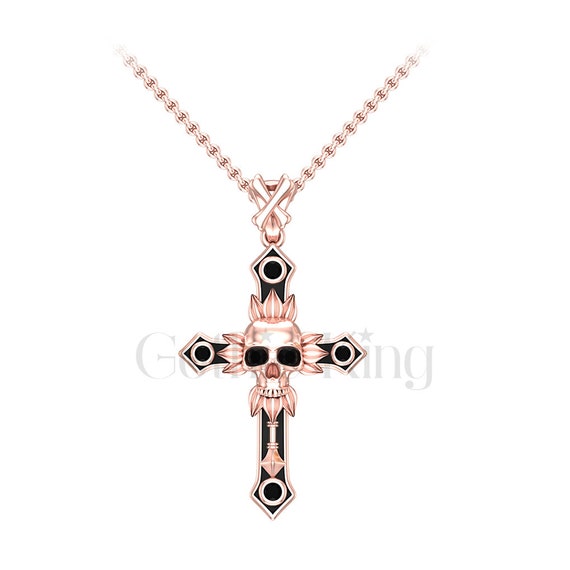 Collana Gioiello Con Ciondolo A Forma Di Croce Grande E - Foto 8