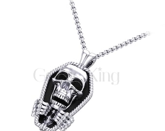 Collana Hip Hop da Uomo Donna catena lunga con Pendente Teschio Grande Rapper