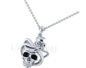 Handmade Bronze & 925 Sterling Silver Skull Pendant – Gothic Biker Jewelry For Men