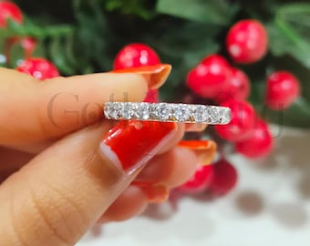 White Diamond Eternity Wedding Band Ring: 14K White Gold Finish Sterling Silver