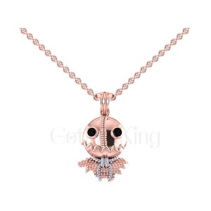 Jack Skellington Pendant: Black Sapphire 925 Sterling Silver, Gold Finish