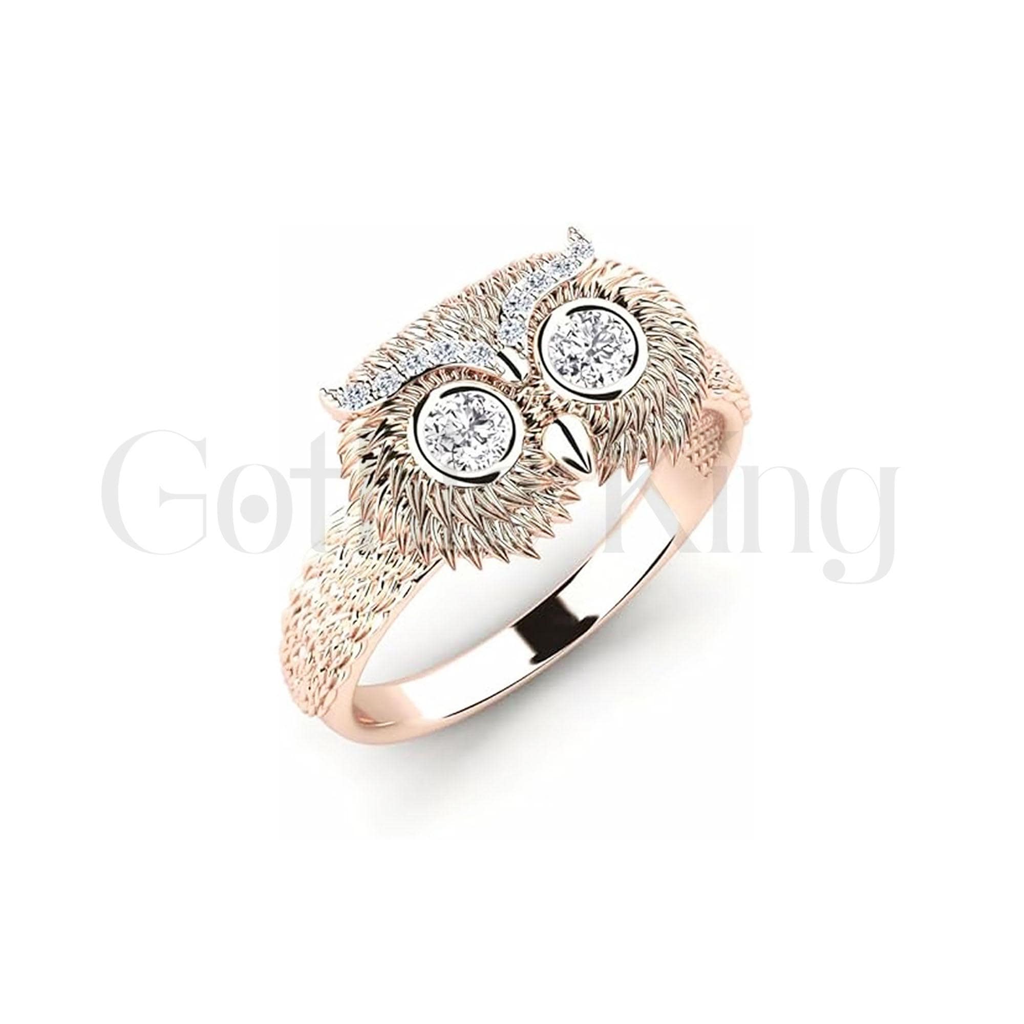 1.30 Ct Round Cut Diamond Owl Shape Wedding Engagement Ring 14K Two Tone Gold Finish