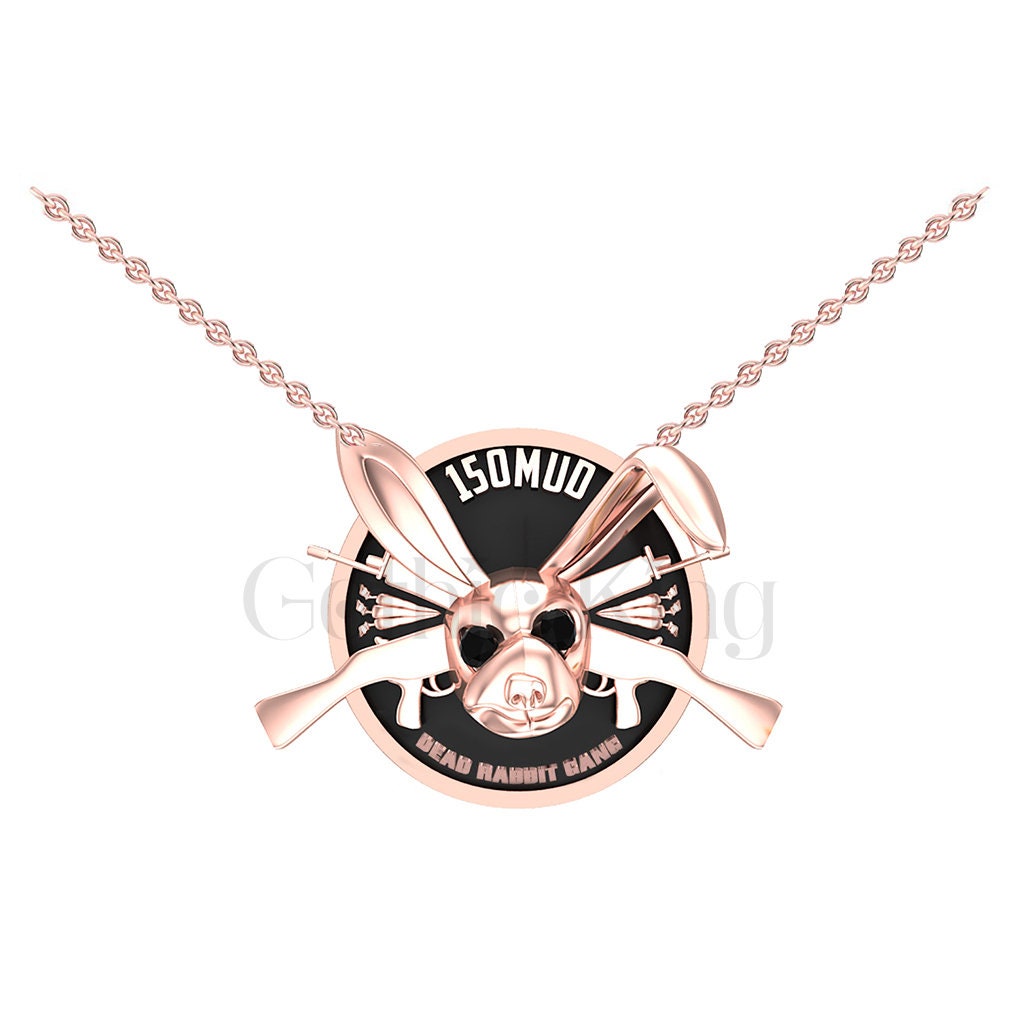 Gothic Dead Rabbit Gang Pendant Necklace, Black Sapphire, Sterling