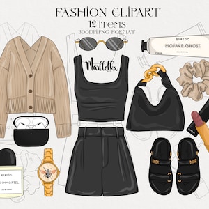 NYE girl clipart, clothes clipart, makeup clipart, jewellery clipart, Planner Girl Clipart, Boss Girl clipart, Fashion Illustration