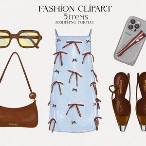 Kleidung Clipart, Luxusmarke Clipart, Modeschrank Clipart, Lady Boss, Taschen, Luxusmarke, Fashion Illustration, Fashion Set Clipart