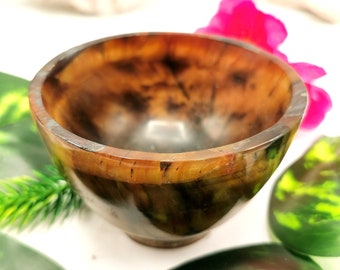 Beautiful tiger eye hand carved bowls - 3 inches diameter and 185 gms (0.41 lb) - ONE BOWL ONLY