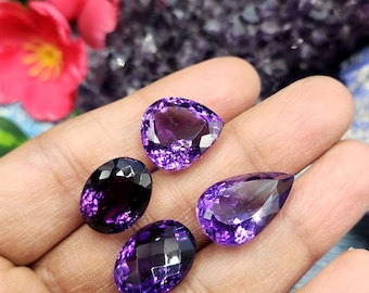 Amethyst Faceted Mix-Shaped Loose Gemstones - Eclipsed in Elegance - Lot of 4 units