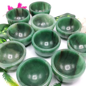 Beautiful Australian green aventurine hand carved bowls - 3 inches diameter and 200 gms (0.44 lb) - ONE BOWL ONLY