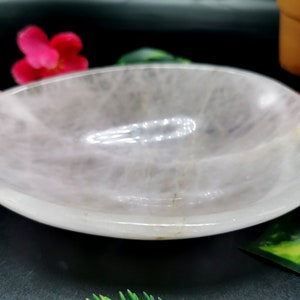 Beautiful Rose Quartz hand carved egg-shaped bowls -  5.5 inches and 310 gms (0.68 lb) - ONE BOWL ONLY