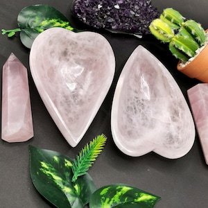 Beautiful Rose Quartz hand carved heart-shaped bowls -  5 inches and 300 gms (0.66 lb) - ONE BOWL ONLY
