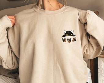 Cute Black Cat Sweatshirt, Funny Halloween Cat Shirt, Halloween Cat Mom Sweatshirt, Pumpkin Cats, Cat Lover Gift Shirt, Halloween Cats Shirt