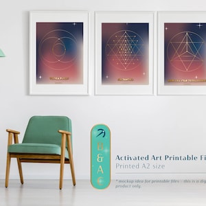 Vesica Piscis Consciously Crafted Activated & Aligned Sacred Geometric Wall Art Printable File 1 Design 2 Style Variations on Sunset Astro