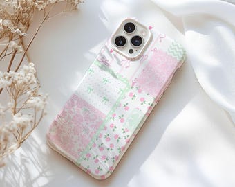 Capa de celular rendada verde e rosa, estilo coquette, feminina e moderna, perfeita para iPhone 16, 15, 14, 13, 12, 11, X, 8 Pro Max Plus e Samsung.