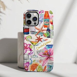 Coastal Collage-telefoonhoesje, Beachy Preppy iPhone-hoesje, iPhone 15 14 13 12 11 Pro Max 8 Plus X, Samsung Galaxy S23 S22 S20 Ultra, Pixel 8