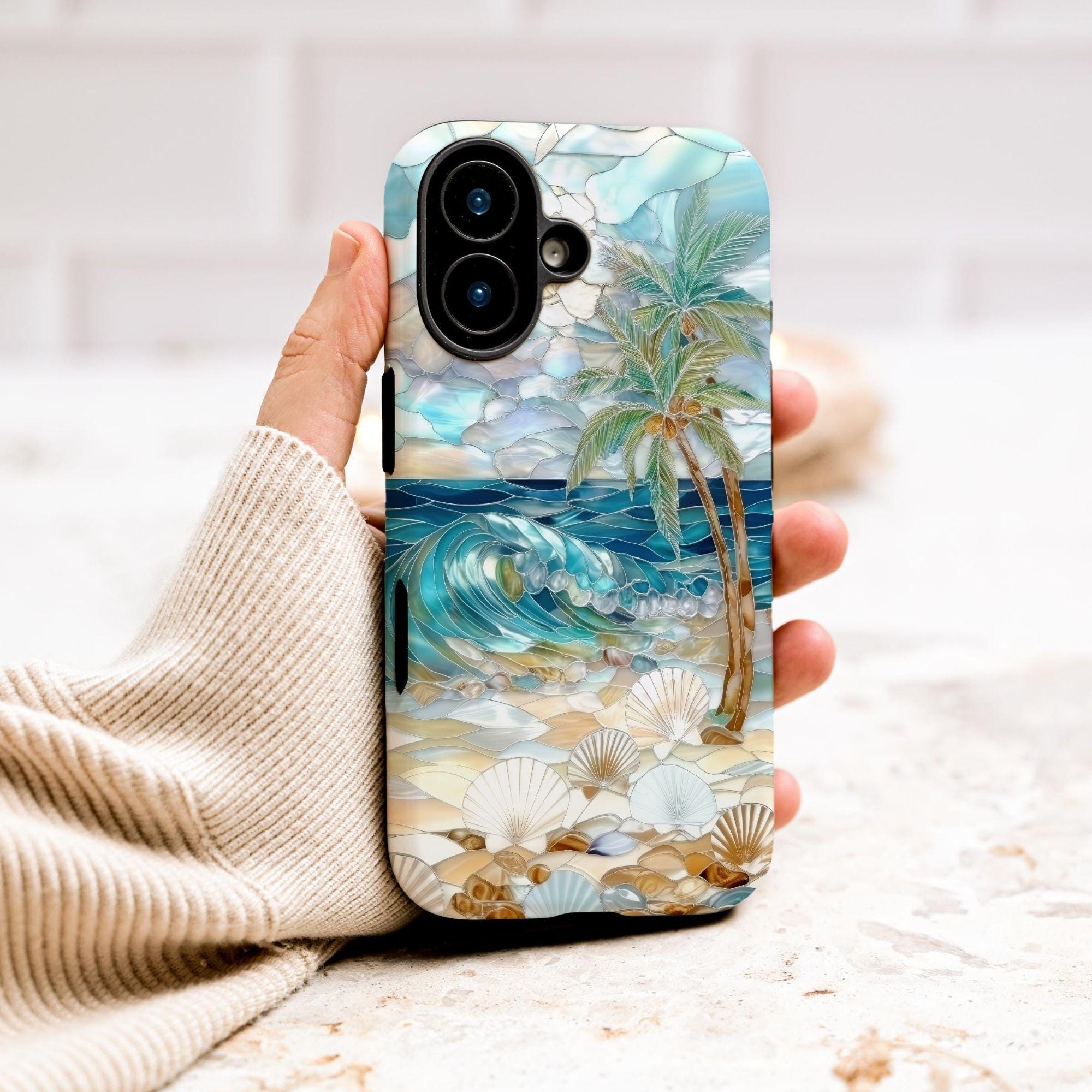 Tropical Beach iPhone Case, Stained Glass Style Beachy Summer Case ...