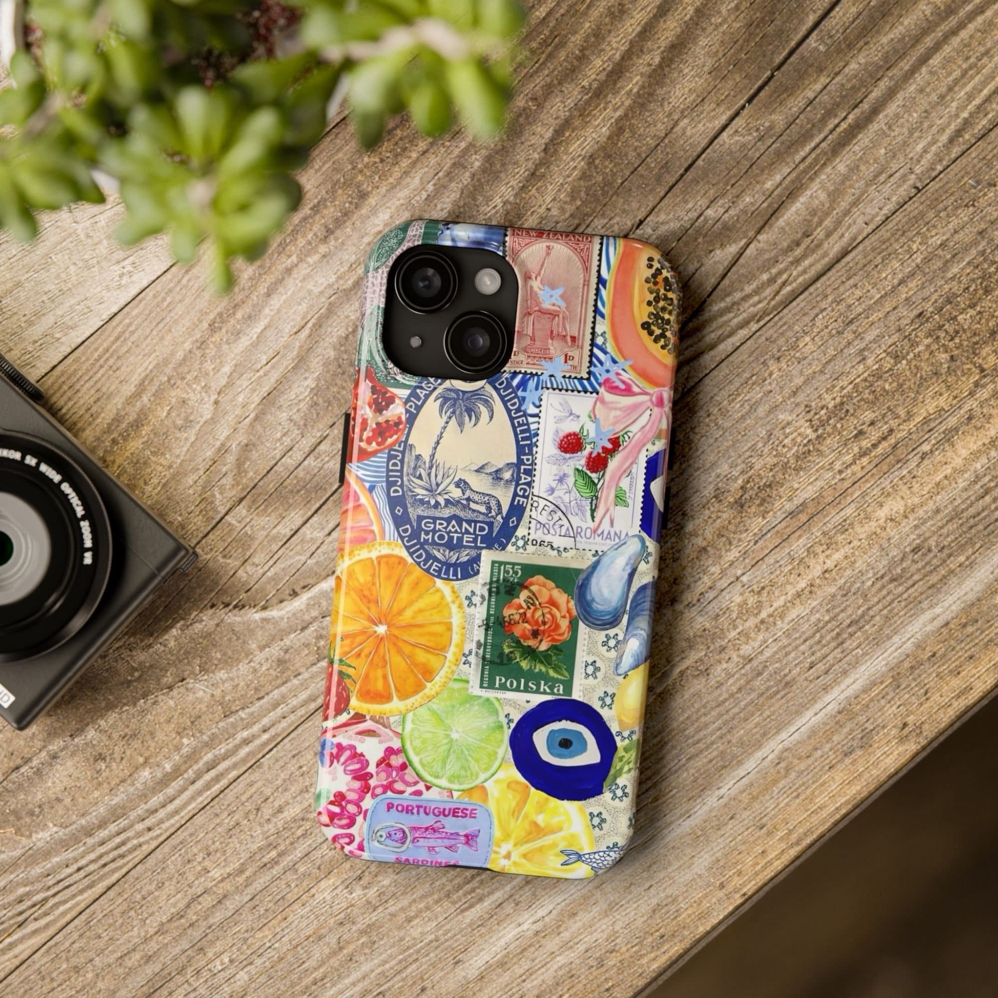 Fruity European Summer Collage Phone Case, La Dolce Vita, Spring Summer Themed, Cute & Trendy Cover, iPhone 15/14/13/12/11 Pro Max/8 Plus/X