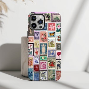 Post Stamp Collage Phone Case, Preppy Coquette, Scrapbooking iPhone Case for iPhone 15 Pro Max, iPhone 14 Plus, 14, 13, 12, 11, X, XR, XS