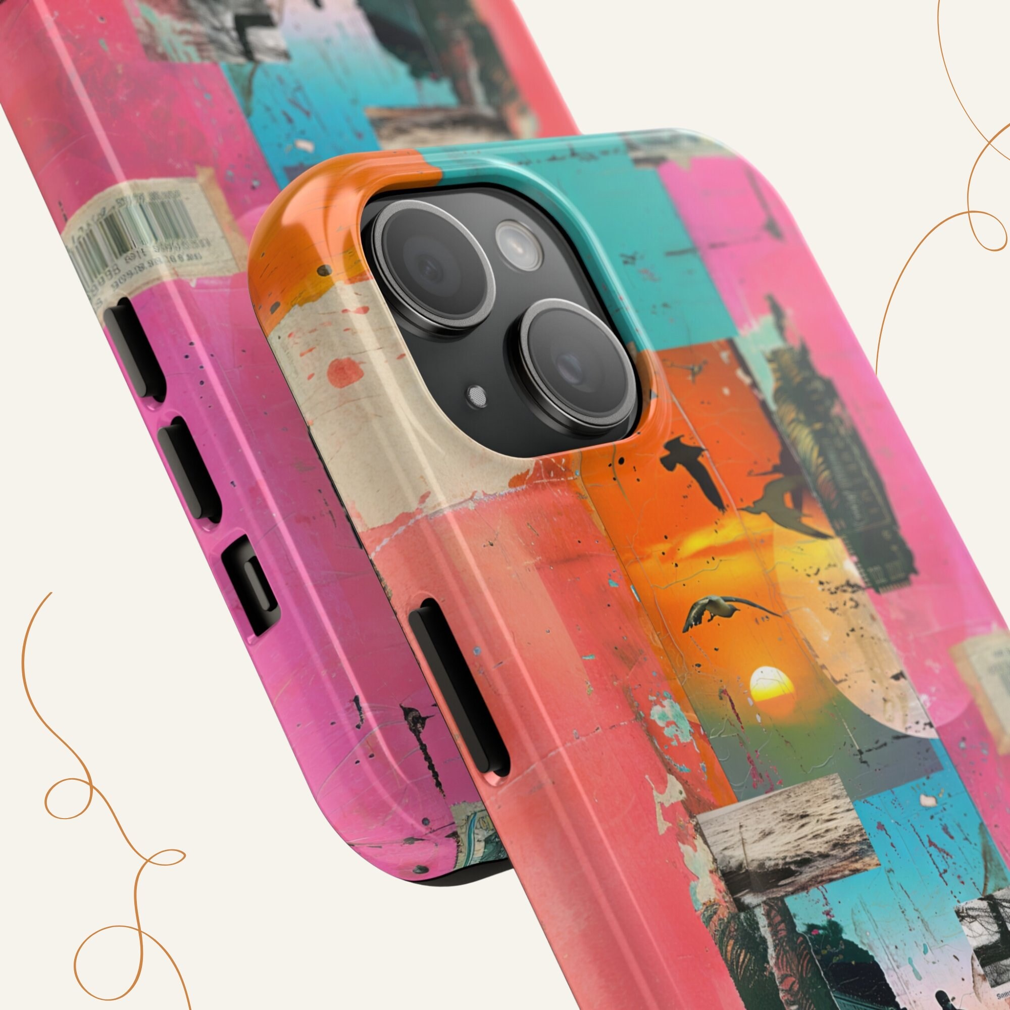 Beachy Blue Coquette Collage Phone Case Summer Cute Aesthetic IPhone 15