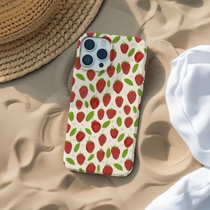 Super Cute Strawberry Phone Case Cottagecore Strawberries Cute & Trendy Summer Fruit Cover iPhone 16 15 14 13 12 11 Pro Max 8 Plus X Samsung