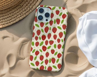 Super Cute Strawberry Phone Case Cottagecore Strawberries Cute & Trendy Summer Fruit Cover iPhone 16 15 14 13 12 11 Pro Max 8 Plus X Samsung