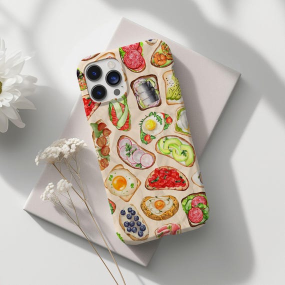 Open Sandwich Collage Phone Case, Trendy European Foods Phone Case, Cute Food Lover Phone Case, iPhone 16 15 14 13 12 11 Pro Max 8 Plus X