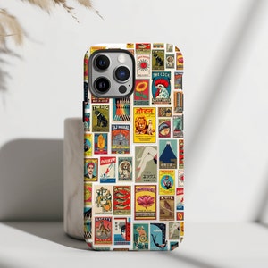 Vintage Matchbox Collage Phone Case, Scrapbooking iPhone Case, Art Cover for iPhone 16 15 14 13 12 11 x pro max plus