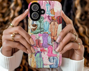 Cowgirl Boots Collage Phone Case, Coquette Western Aesthetic, Country Girl Fashion, Western Boots Cover For iPhone Air Pro Max Plus, Samsung