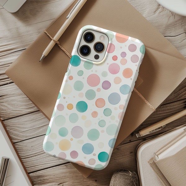 Pastel Confetti Phone Case, Cute & Trendy iPhone Case, Watercolor Dots iPhone Case, iPhone 15 Pro Max, iPhone 14 Plus, Samsung S24, Pixel 8