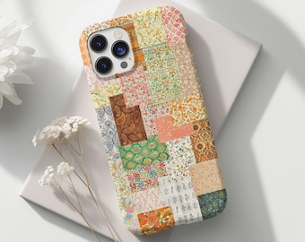 Bohemian Floral Patchwork Collage Phone Case, Cute & Trendy Flower Pattern Preppy Floral Aesthetic iPhone 16 15 14 13 12 11 Pro Max 8 Plus X