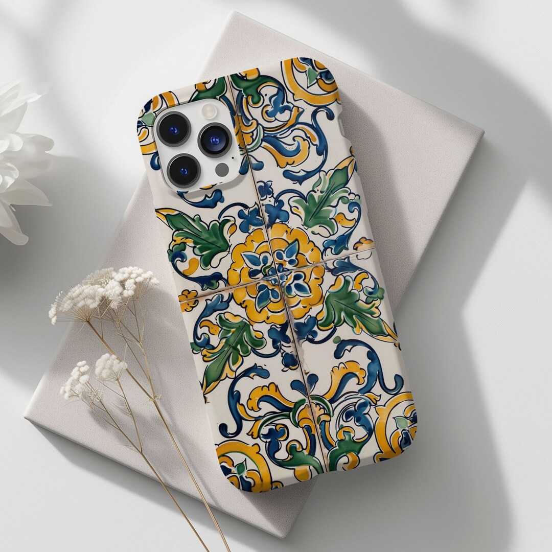 Tile Phone Case Azulejos Mediterranean Tile Phone Case, European Aesthetic Cover for ...