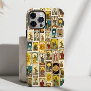 Tarot Card Collage Phone Case, Spiritual Phone Case, iPhone 16 17 15 14 13 12 11 Pro Max Plus, Samsung Galaxy, Pixel