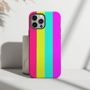 Sommer Regenbogen Neon Stripes Phone Case, Matching Stripes Design, iPhone 16 15 14 13 12 11 Pro Max 8 Plus X, Samsung Galaxy Ultra, Pixel Pro