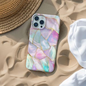 Opal Shell Shine Phone Case, Faux Mother of Pearl Luxury Iridescent Pearlescent Coquette iPhone 16 15 14 13 12 11 8 Pro Max Plus X Samsung
