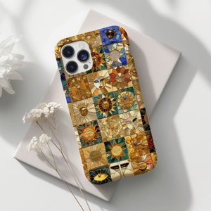 Mosaic Suns Phone Case, Chic & Trendy Glass Tiles Phone Case, Faux Mosaic Boho Aesthetic iPhone 16 15 14 13 12 11 x 8 7 Pro Max Plus Samsung