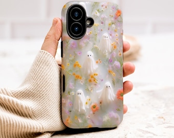 Ghosts & Flowers Phone Case, Pastel Goth Case, Spooky iPhone Cover, Cute Halloween Samsung Galaxy Case, Gift for Spooky Girl, Google Pixel