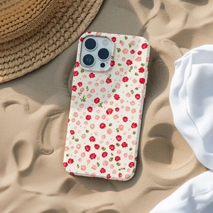 超かわいいローズ柄の携帯ケース、キュートでトレンディな花柄の携帯ケース、夏と春のバラ、iPhone 16 15 14 13 12 11 Pro Max 8 Plus X